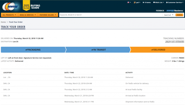 How to track a package Newegg Knowledge Base