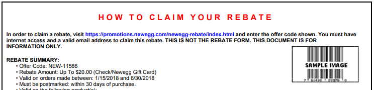 Newegg Never Got Mail In Rebate